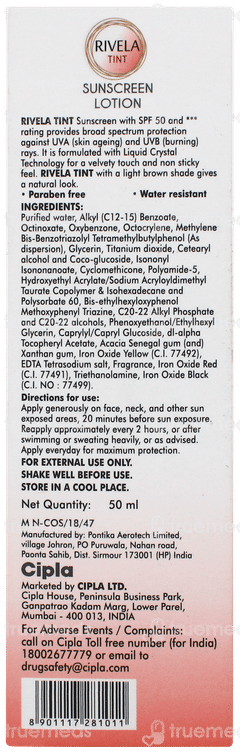 Rivela Tint Spf 50 Sunscreen Lotion 50ml