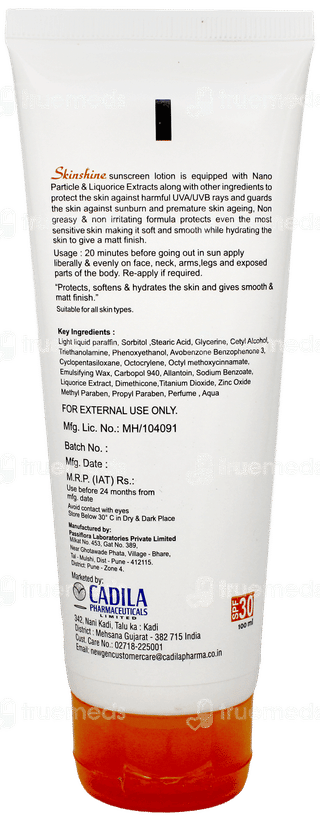Skinshine Spf 30 Sunscreen Lotion 100Ml