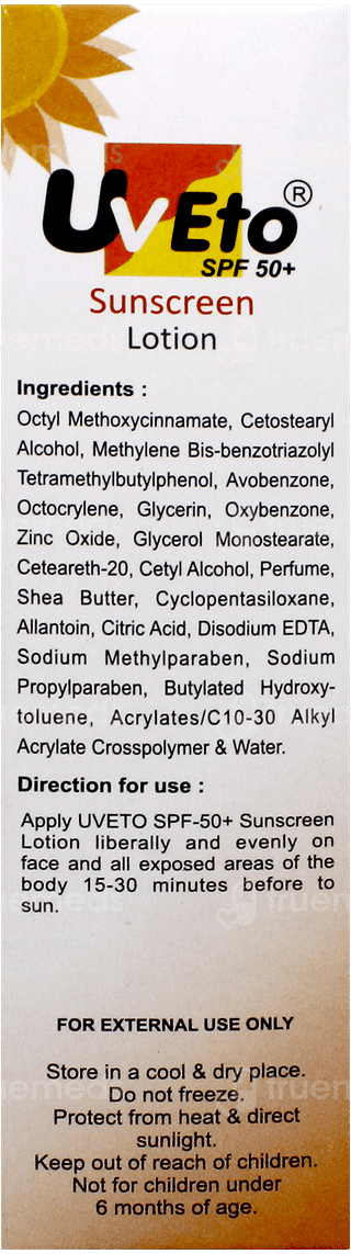 Uveto Spf 50+ Sunscreen Lotion 60Ml