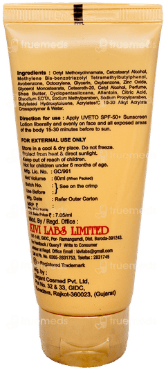 Uveto Spf 50+ Sunscreen Lotion 60Ml