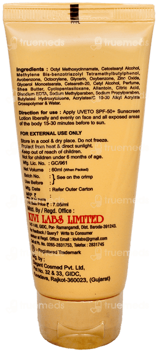 Uveto Spf 50+ Sunscreen Lotion 60Ml
