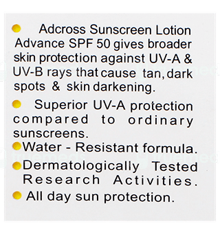 Adcross Spf 50 Pa+++ Sunscreen Lotion 75Ml