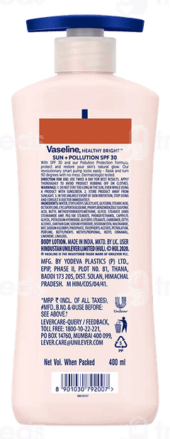 Vaseline Healthy Bright Sun+ Pollution Spf 30 Multi Vitamin Uv Lotion 400Ml