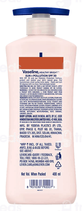 Vaseline Healthy Bright Sun+ Pollution Spf 30 Multi Vitamin Uv Lotion 400Ml