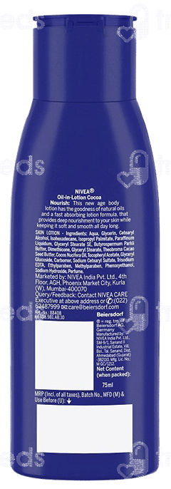 Nivea Cocoa Nourish With Deep Moisture Care Very Dry Skin Lotion 75Ml