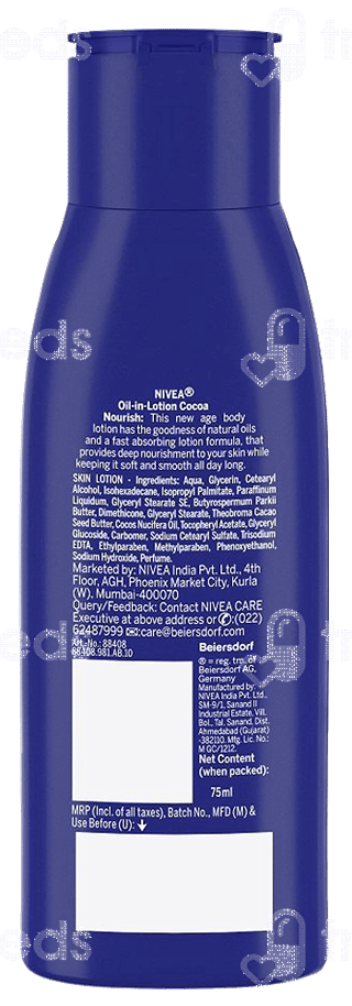 Nivea Cocoa Nourish With Deep Moisture Care Very Dry Skin Lotion 75Ml