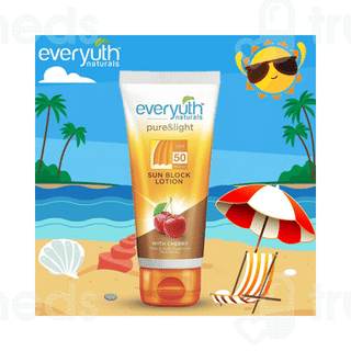 Everyuth Naturals Pure And Light Sun Block Spf 50 Lotion 50 Gm
