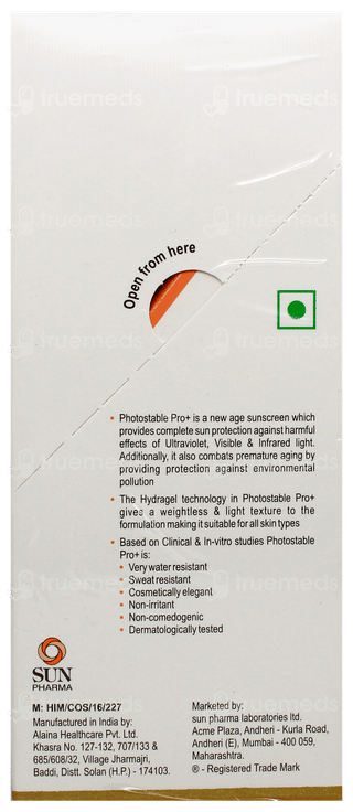Photostable Pro+ Spf 80+ Pa++++ Hydragel Sunscreen 50Gm