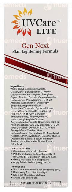 Uvcare Lite Spf 30 Pa+++ Gen Next Skin Lightening Formula Lotion 50gm