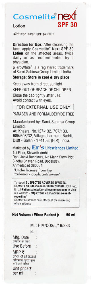 Cosmelite Next Spf 30 Lotion 50ml