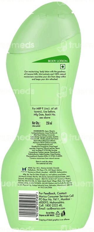 Parachute Advansed Coconut Milk And Mint Extract Refresh Body Lotion 250 Ml