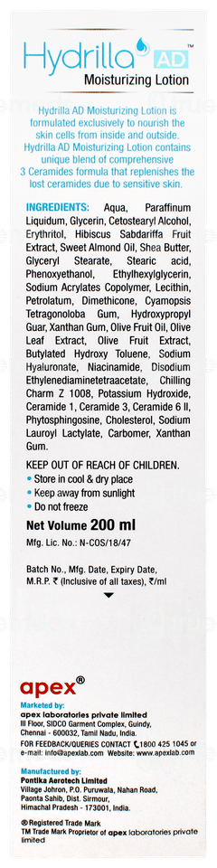 Hydrilla Ad Moisturizing Lotion 200ml