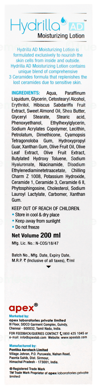 Hydrilla Ad Moisturizing Lotion 200ml