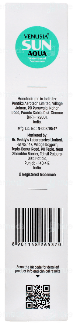 Venusia Sun Aqua Spf 65+ Pa++++  Sunscreen 50ml