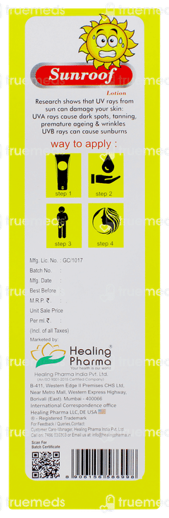 Sunroof Spf 50 Sun Screen Lotion 60ml