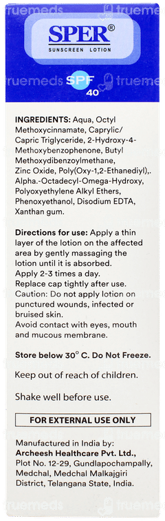 Sper Spf 40 Sunscreen Lotion 100ml