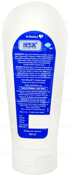 Sper Spf 40 Sunscreen Lotion 100ml