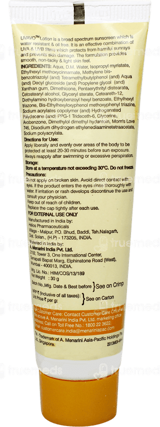 Uvavo Spf 25+ Pa+++ Sunscreen Lotion 30Gm