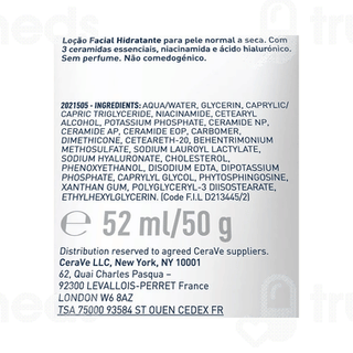 Cerave Pm Facial Moisturising Normal To Dry Skin Lotion 52ml