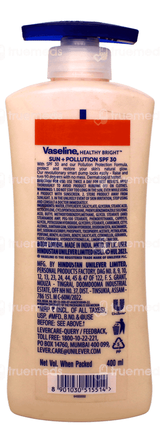 Vaseline Healthy Bright Sun Protect Spf 30 Pa+++ Serum In Lotion 400ml