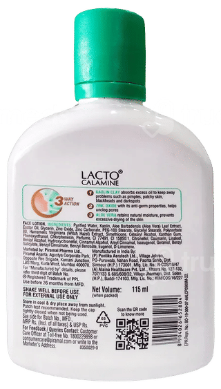 Lacto Calamine Kaolin Clay Face Lotion 115Ml