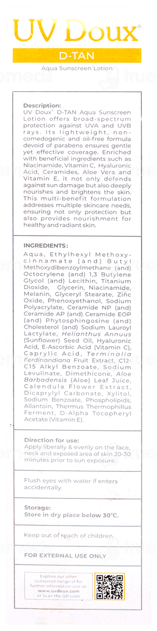 Brinton Uv Doux D Tan Spf 50 Pa++++ Aqua Sunscreen Lotion 100ml