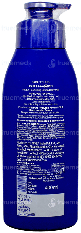 Nivea Body Milk New 72h Moisture Nourishing Lotion 400ml