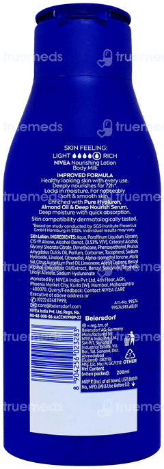 Nivea Body Milk New 72h Moisture Nourishing Lotion 200ml