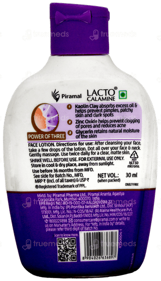 Lacto Calamine Oil Control Kaolin Clay Face Lotion 30Ml