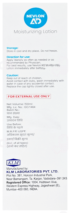 Nevlon Ad Moisturizing Lotion 150Ml