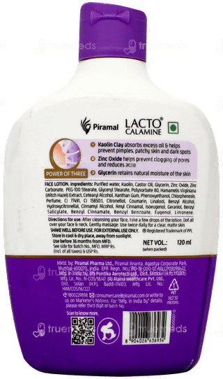 Lacto Calamine Oil Control Kaolin Clay Face Lotion 120Ml