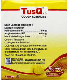 Tusq D Honey Lemon Flavour Lozenges 6 Tusq D Honey Lemon Flavour Lozenges 6