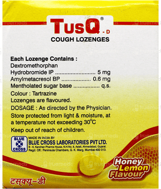 Tusq D Honey Lemon Flavour Lozenges 6
