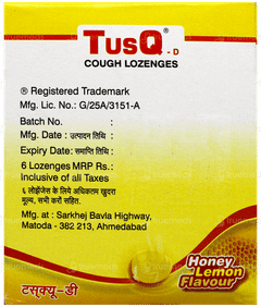 Tusq D Honey Lemon Flavour Lozenges 6 Tusq D Honey Lemon Flavour Lozenges 6