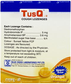 Tusq D Orange Flavour Sugar Free Lozenges 6