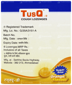 Tusq D Orange Flavour Sugar Free Lozenges 6