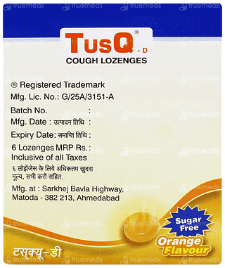 Tusq D Orange Flavour Sugar Free Lozenges 6