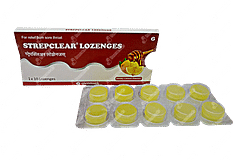 STREPCLEAR HONEY LEMON FLAVOUR LOZENGES 10