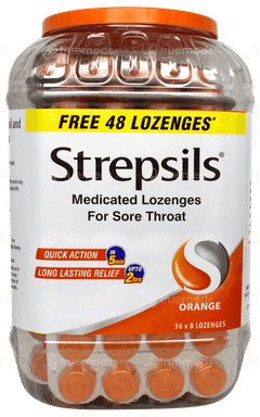 Strepsils Orange Flavour Medicated Lozenges 240 + 48 Free