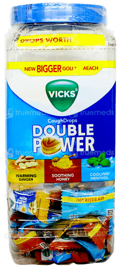 Vicks Cough Drops Double Power Warming Ginger Soothing Honey Cooling Menthol Lozenges 105 + 5 Free Vicks Cough Drops Double Power Warming Ginger Soothing Honey Cooling Menthol Lozenges 105 + 5 Free