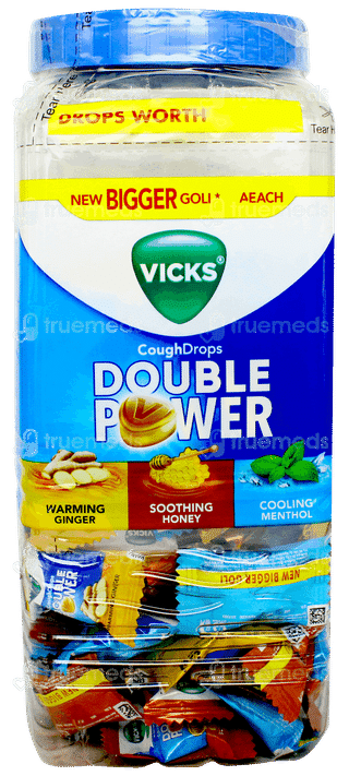 Vicks Cough Drops Double Power Warming Ginger Soothing Honey Cooling Menthol Lozenges 105 + 5 Free