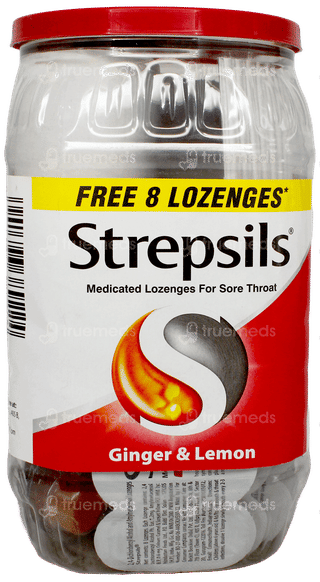 Strepsils Ginger & Lemon Medicated Lozenges 120 + 8 Free