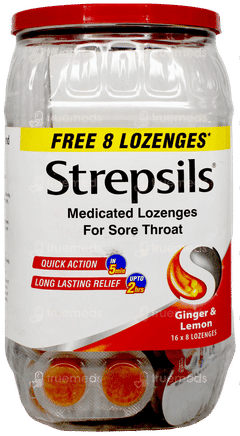 Strepsils Ginger & Lemon Medicated Lozenges 120 + 8 Free Strepsils Ginger & Lemon Medicated Lozenges 120 + 8 Free