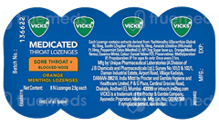 Vicks Medicated Orange Menthol Throat Lozenges 8