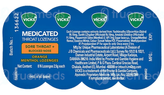 Vicks Medicated Orange Menthol Throat Lozenges 8