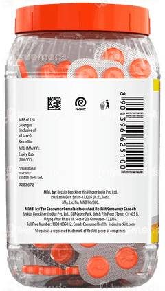 Strepsils Orange Flavour Medicated Lozenges 120 + 8 Free