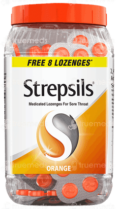 Strepsils Orange Flavour Medicated Lozenges 120 + 8 Free