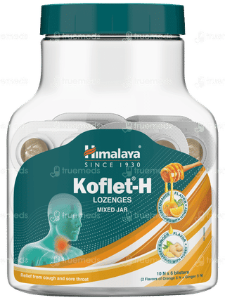 Himalaya Koflet H Orange + Ginger Flavour Mixed Jar 6 Blisters Of 10 Lozenges