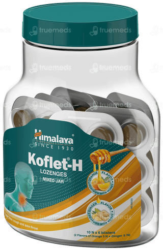 Himalaya Koflet H Orange + Ginger Flavour Mixed Jar 6 Blisters Of 10 Lozenges