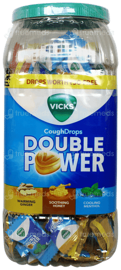 Vicks Cough Drops Double Power Warming Ginger Soothing Honey Cooling Menthol Lozenges 115 + 25 Free
